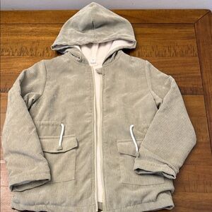 SHEIN Kids Corduroy Hooded Jacket in Beige